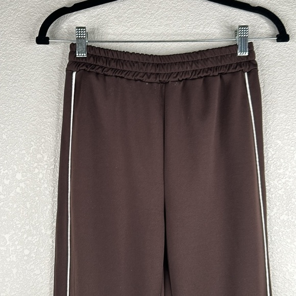 Mirror Me Brown with White Stripe Athletic Wide Leg Track Pants Size Small - Picture 2 of 6